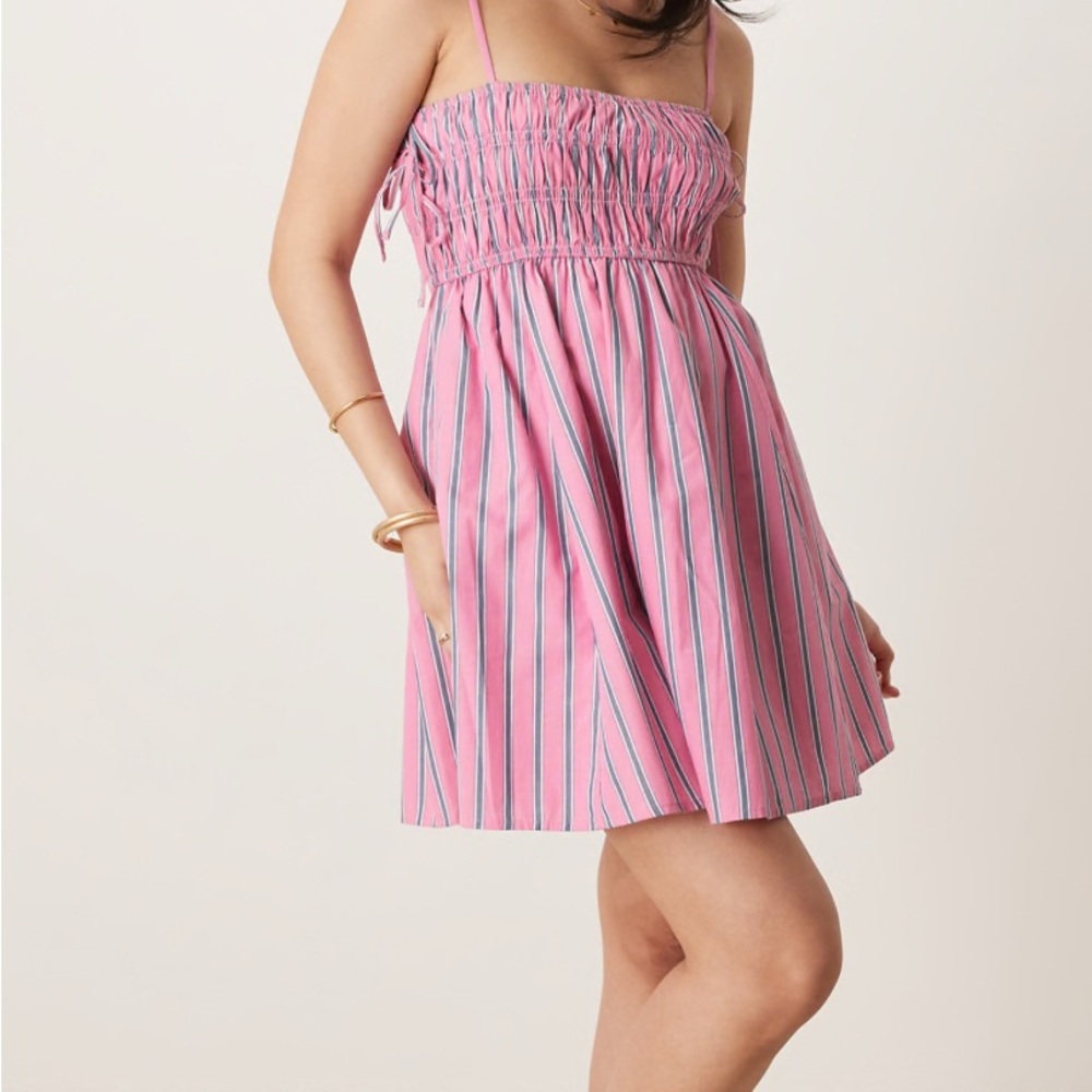 Abercrombie & Fitch Pink and Blue Striped Mini Dress